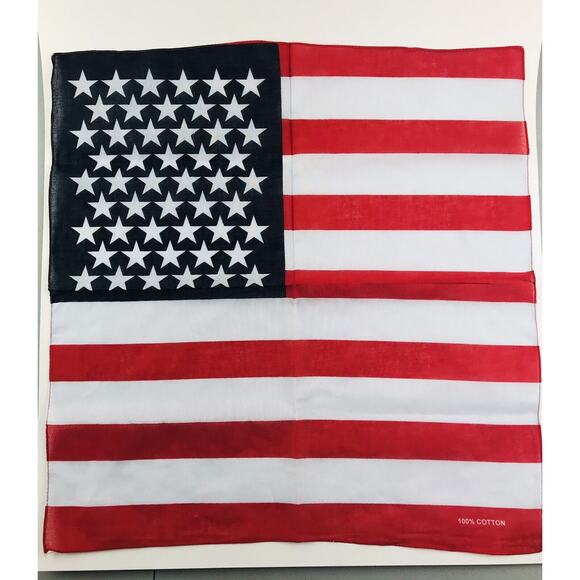 Set of 5 Vintage 100% Cotton American Flag Bandana Handkerchief USA Made 21" - Picture 2 of 9